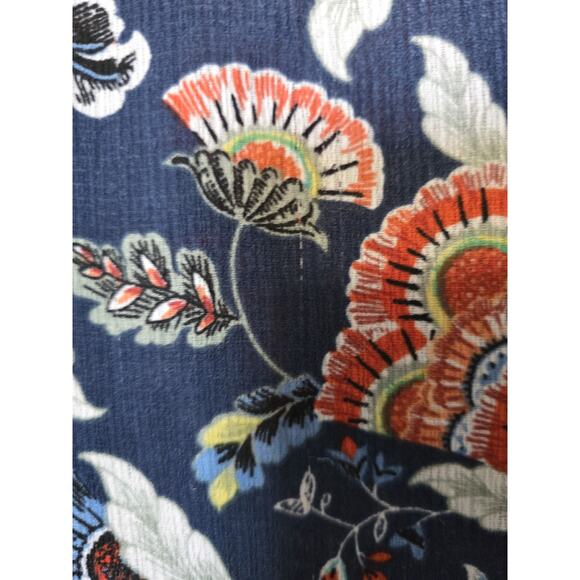 Womens 1X Navy, Rust Red, Faux Embroidery Fall Floral Tunic Top - Picture 6 of 9